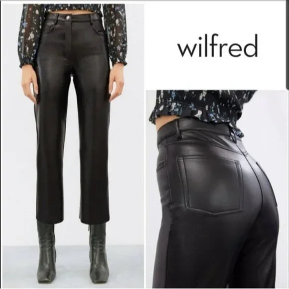 Aritzia Wilfred The Melina Pant Black Vegan Leather Straight Leg Pants High Rise - Picture 2 of 11